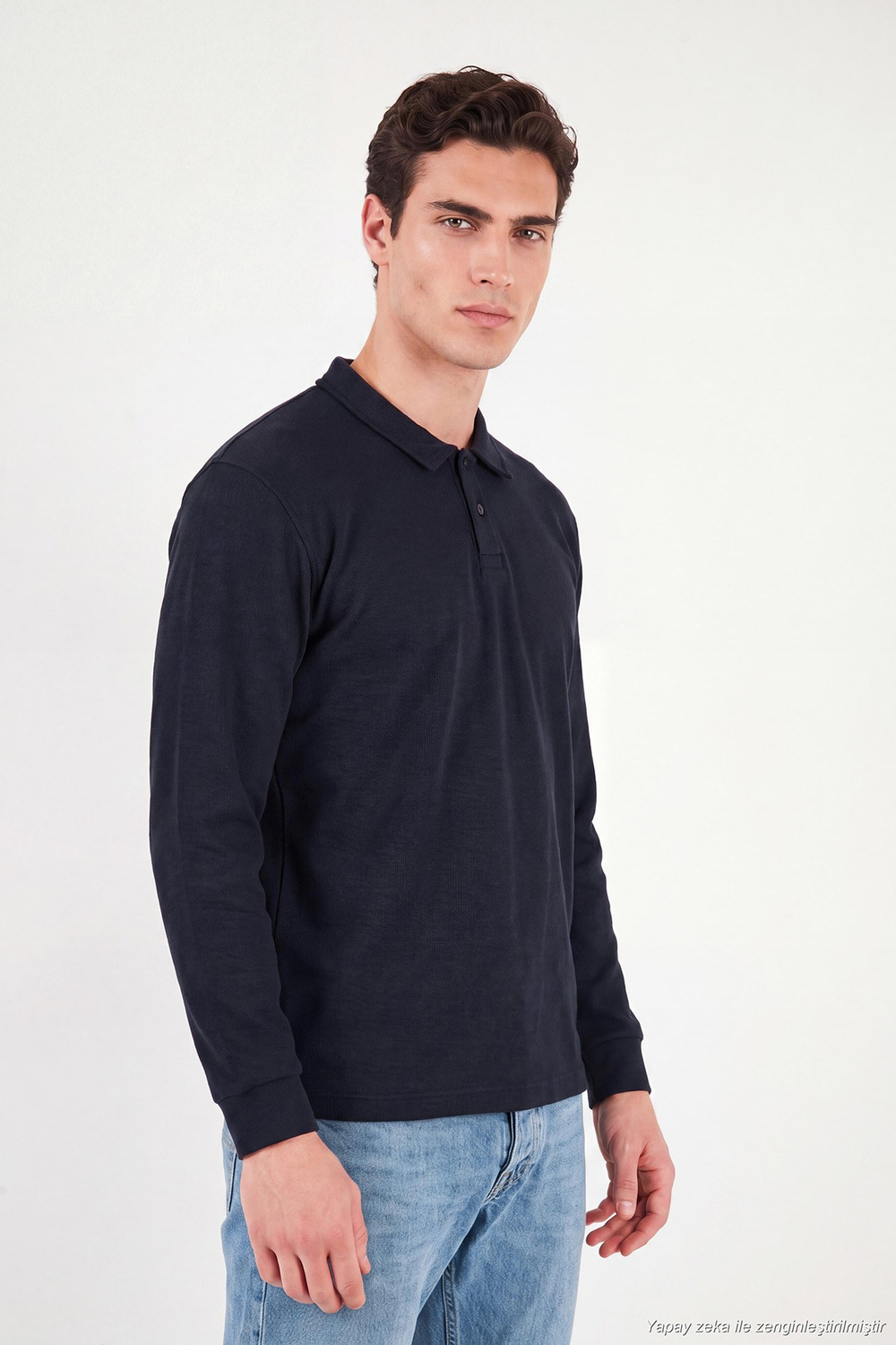 Pamuklu Düğmeli Erkek Polo Yaka Sweat 5905838 LACİVERT