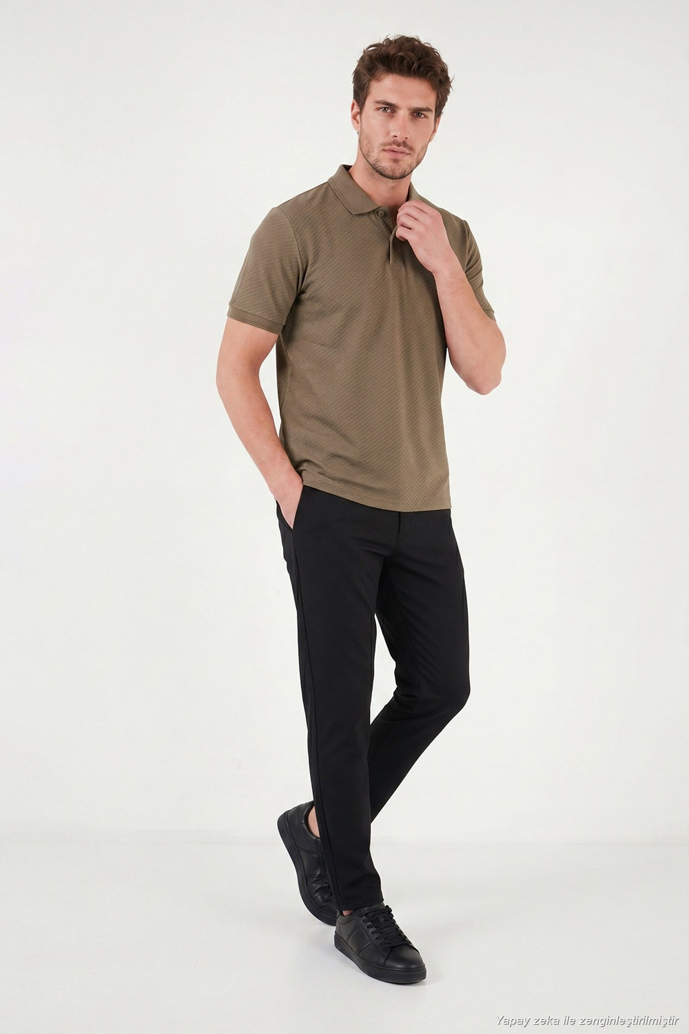 Pamuklu Kısa Kollu Düğmeli Erkek Polo T Shirt 5904049 KAHVE