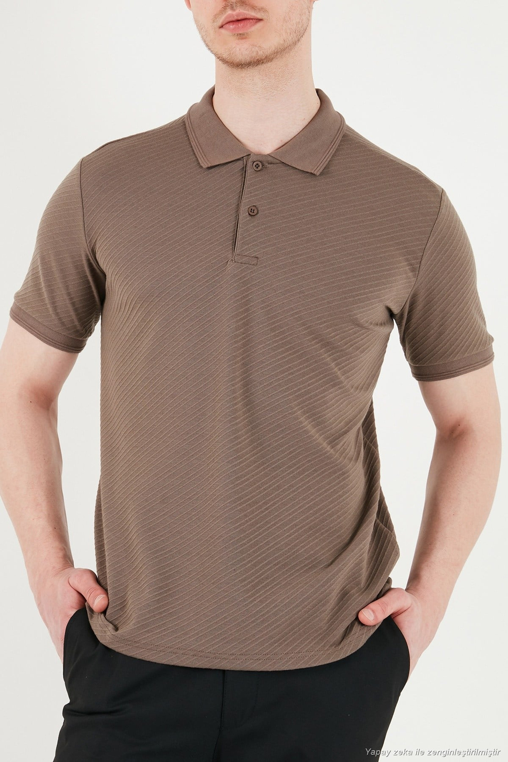 Pamuklu Kısa Kollu Düğmeli Erkek Polo T Shirt 5904049 KAHVE