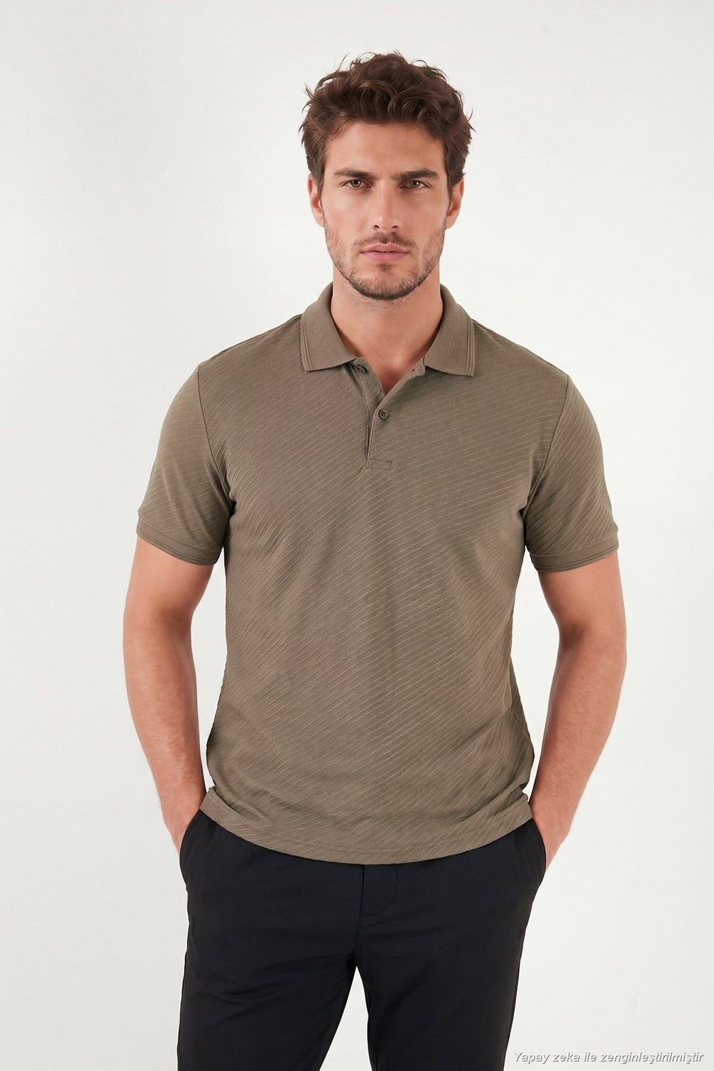 Pamuklu Kısa Kollu Düğmeli Erkek Polo T Shirt 5904049 KAHVE