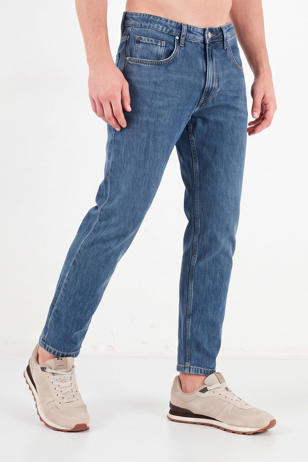 Pamuklu Normal Bel Boru Paça Jeans Erkek Kot Pantolon 5901F05MILANO MAVİ