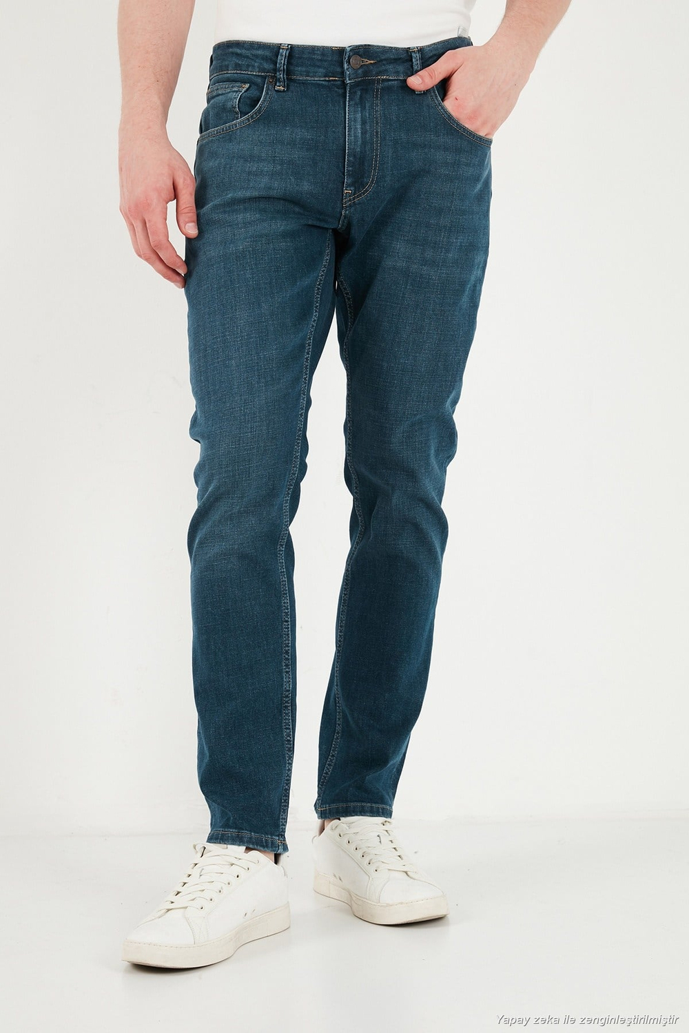 Pamuklu Normal Kalıp Normal Bel Jeans Erkek Kot Pantolon 2203C55PARMA YEŞİL-MAVİ
