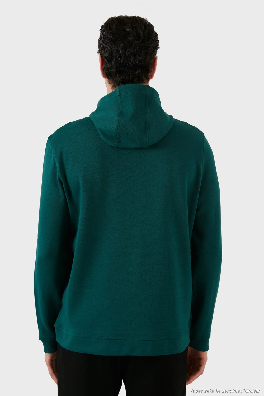 Pamuklu Regular Fit Baskılı Kanguru Cepli Kapüşonlu Erkek Sweat 6141004B PETROL