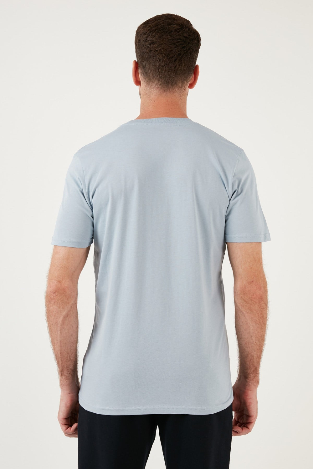 Pamuklu Regular Fit Bisiklet Yaka Basic Erkek T Shirt 59020201 ORTA MAVİ