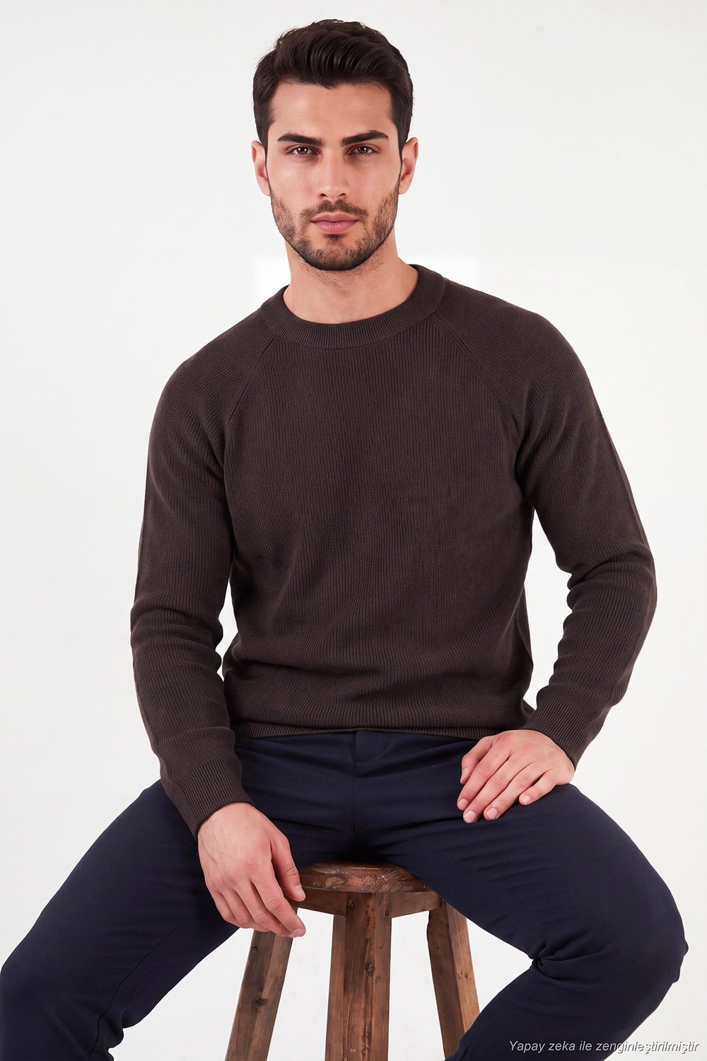 Pamuklu Regular Fit Bisiklet Yaka Erkek Kazak 7020263 KAHVE