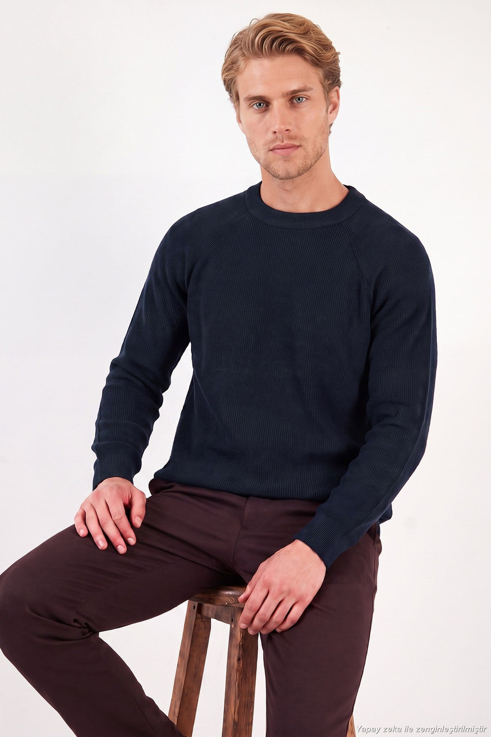Pamuklu Regular Fit Bisiklet Yaka Erkek Kazak 7020263 LACİVERT