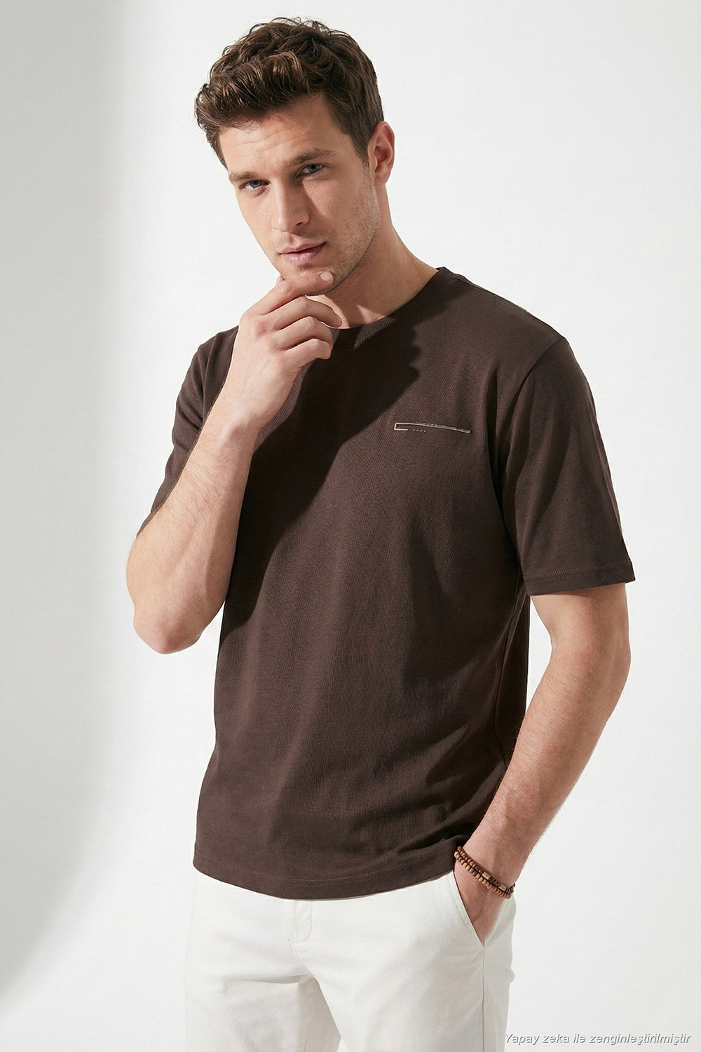 Pamuklu Regular Fit Bisiklet Yaka Erkek T Shirt 5904095 AÇIK KAHVE