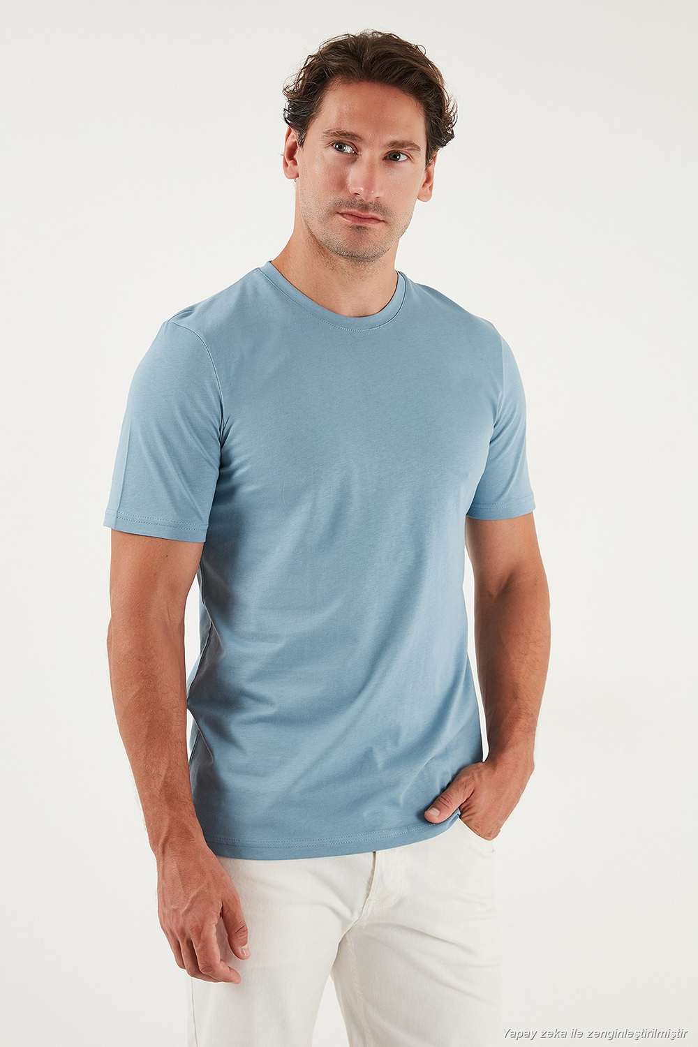 Pamuklu Regular Fit Bisiklet Yaka Erkek T Shirt 59020204 MAVİ