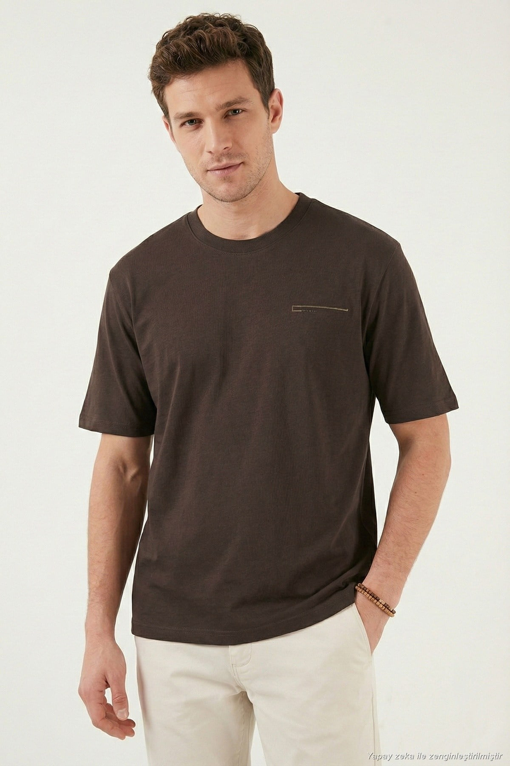 Pamuklu Regular Fit Bisiklet Yaka Erkek T Shirt 5904095 AÇIK KAHVE