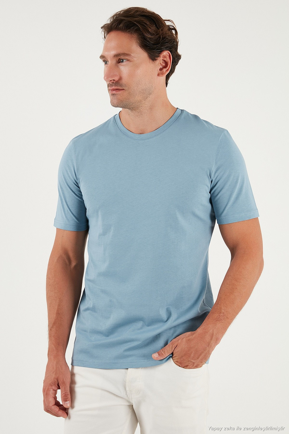 Pamuklu Regular Fit Bisiklet Yaka Erkek T Shirt 59020204 MAVİ
