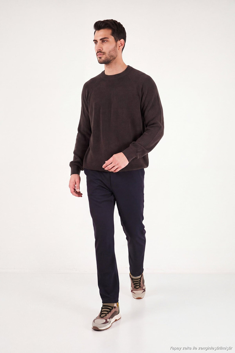 Pamuklu Regular Fit Bisiklet Yaka Erkek Kazak 7020263 KAHVE