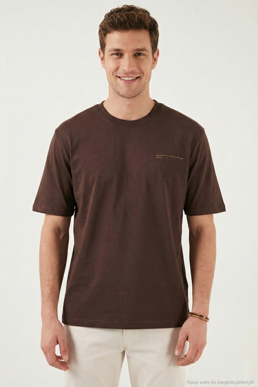 Pamuklu Regular Fit Bisiklet Yaka Erkek T Shirt 5904095 AÇIK KAHVE