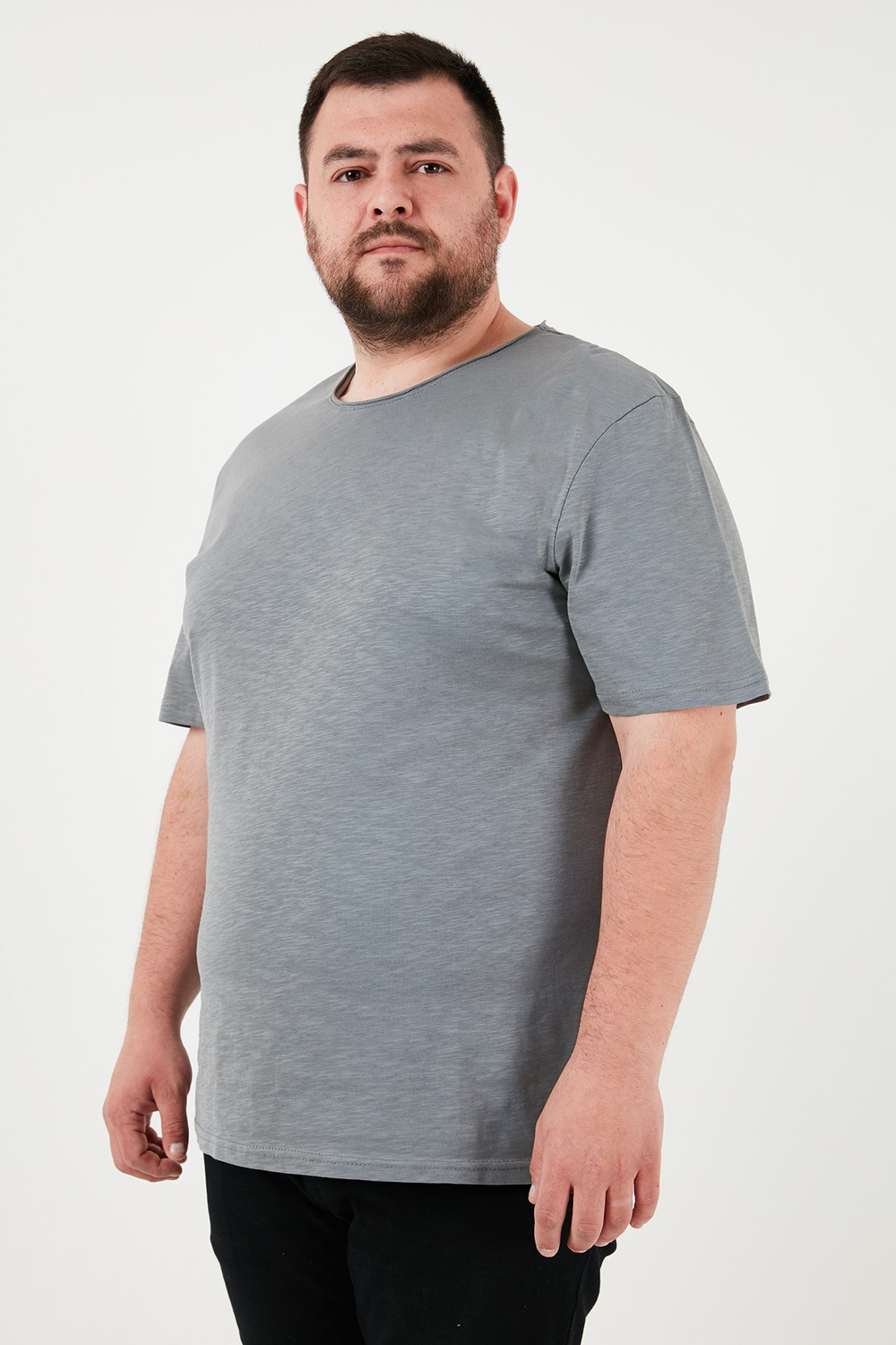 Pamuklu Regular Fit Büyük Beden Erkek T Shirt 59020001B AÇIK HAKİ