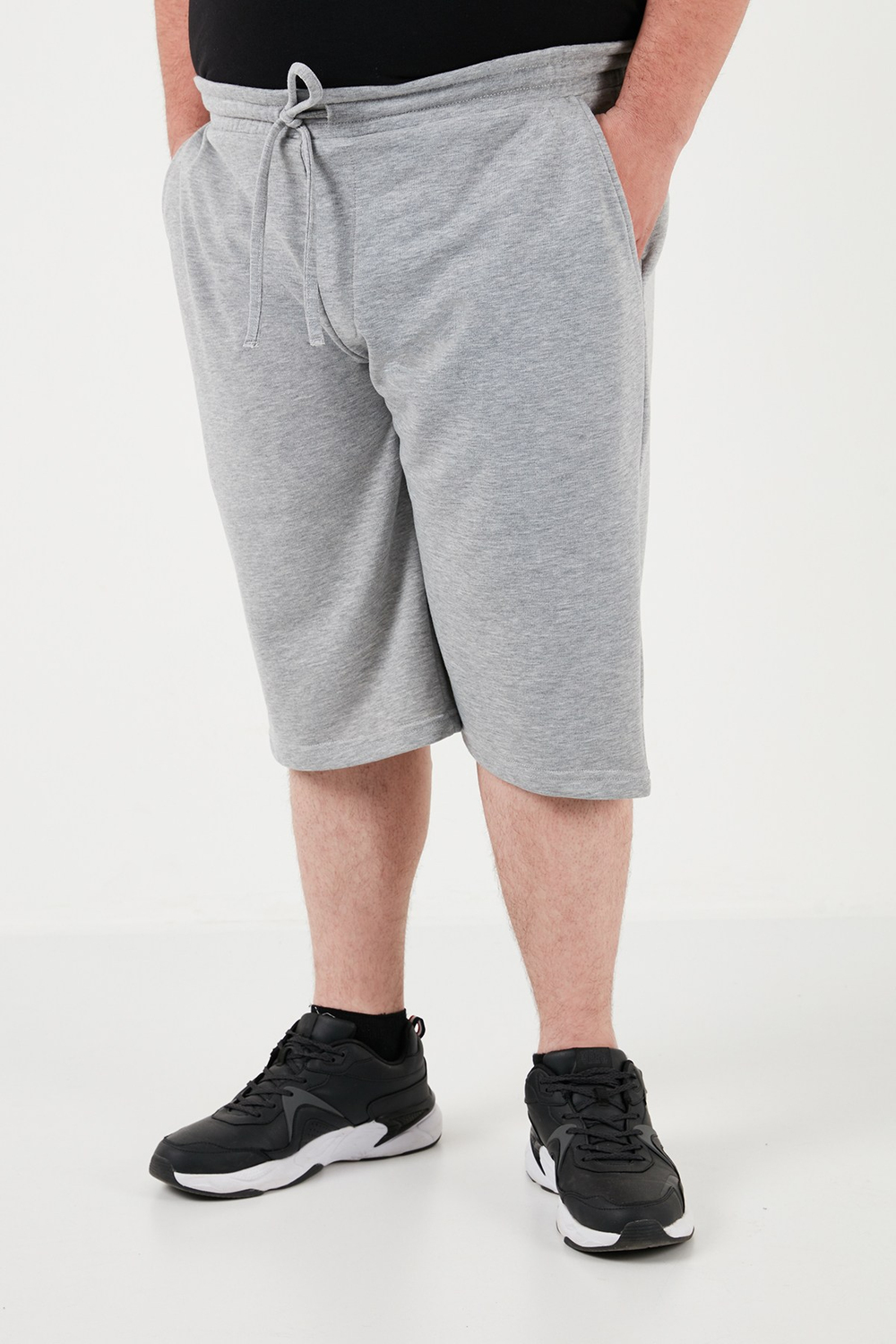 Pamuklu Regular Fit Büyük Beden Erkek Bermuda 5908042B GRİ MELANJ