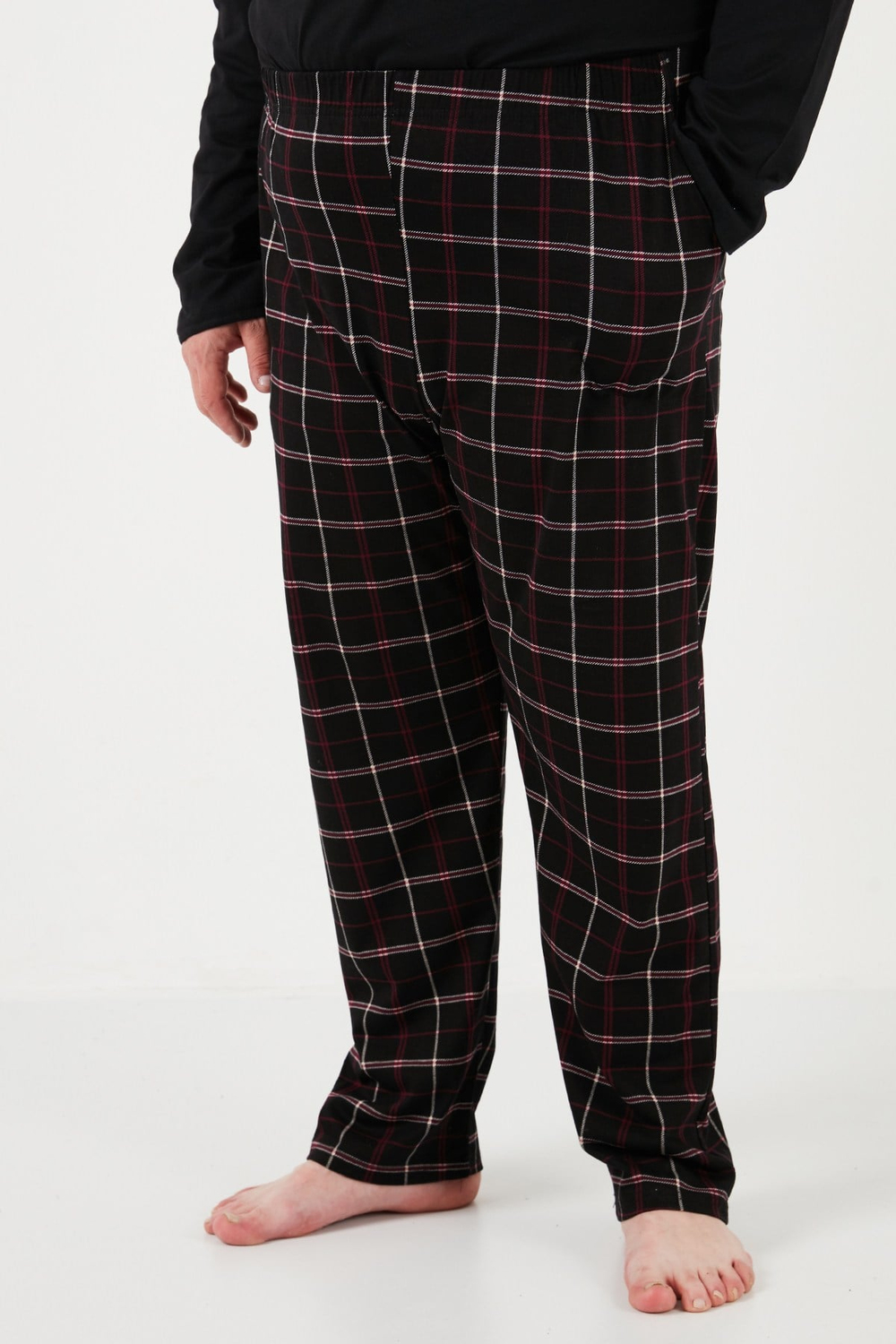 Pamuklu Regular Fit Büyük Beden Erkek Pijama Takımı 6572001B SİYAH