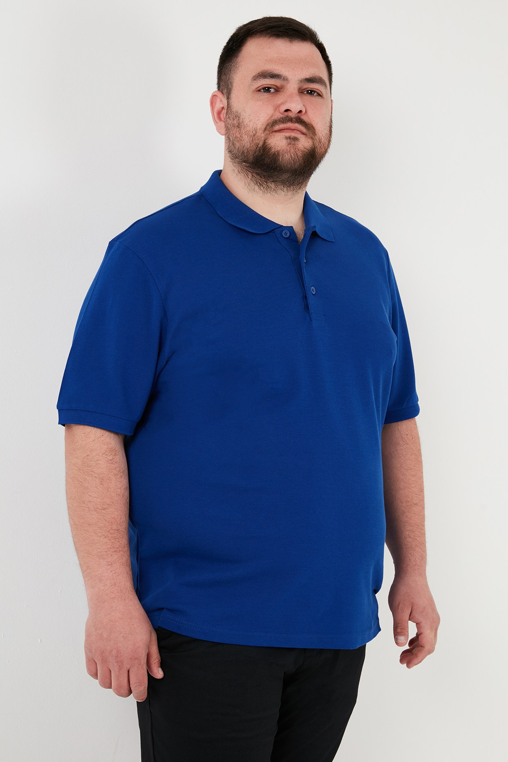 Pamuklu Regular Fit Büyük Beden Erkek Polo Yaka T Shirt 5902127B SAKS