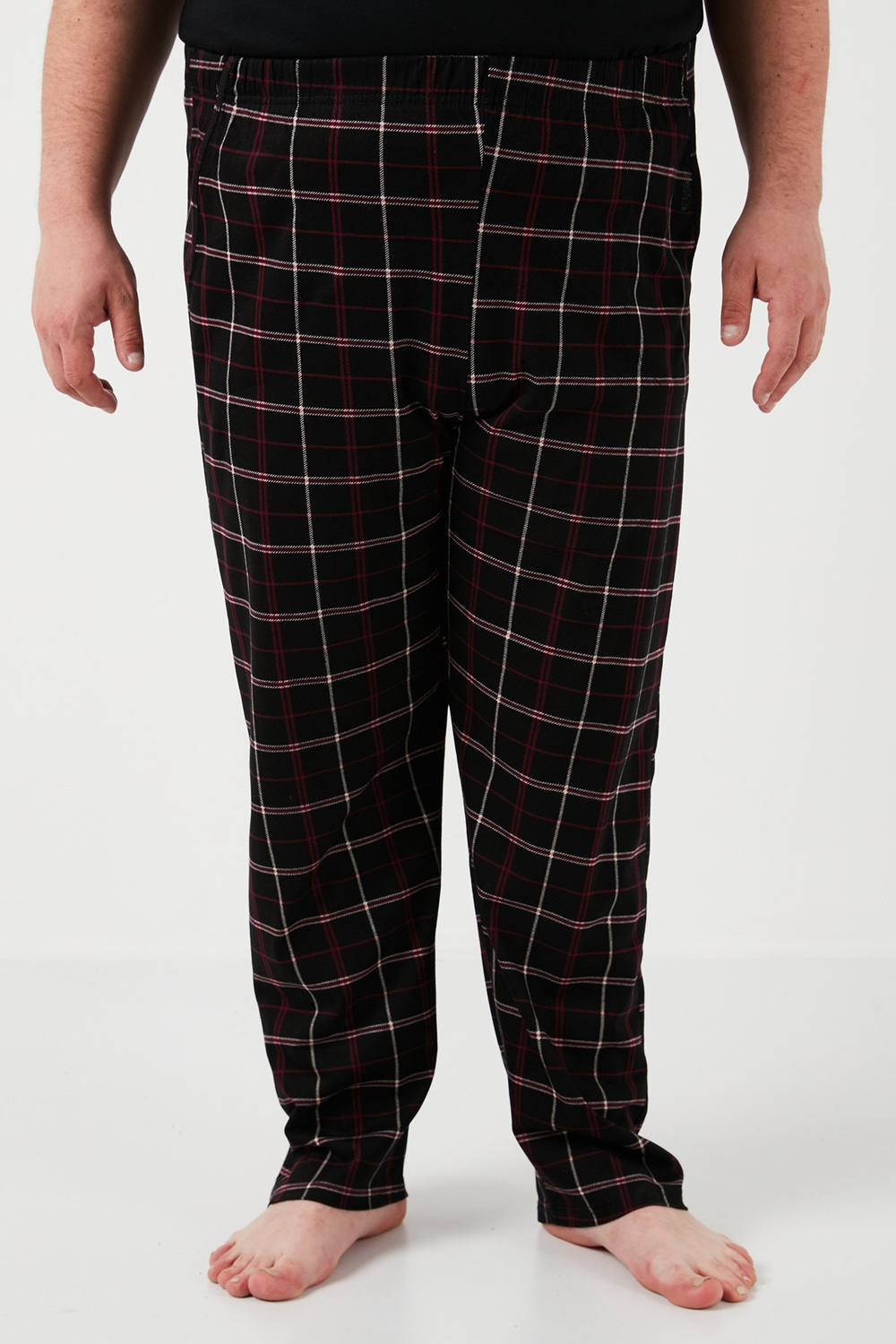 Pamuklu Regular Fit Büyük Beden Erkek Pijama Takımı 6572002B SİYAH