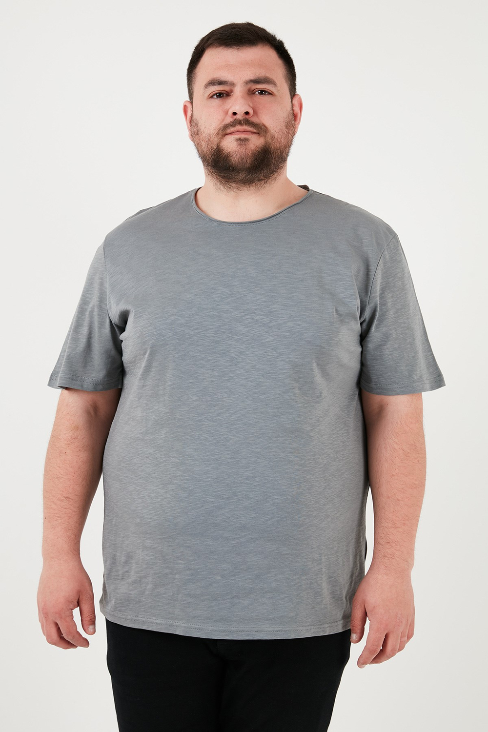 Pamuklu Regular Fit Büyük Beden Erkek T Shirt 59020001B AÇIK HAKİ