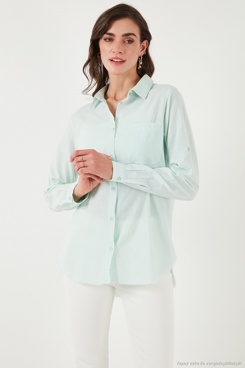 Pamuklu Regular Fit Cepli Kadın Gömlek CF25S16992 MİNT