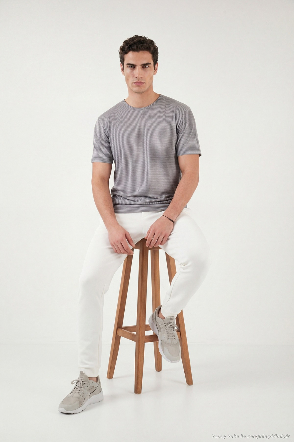 Pamuklu Regular Fit Çizgili Bisiklet Yaka Erkek T Shirt 5904030 AÇIK HAKİ