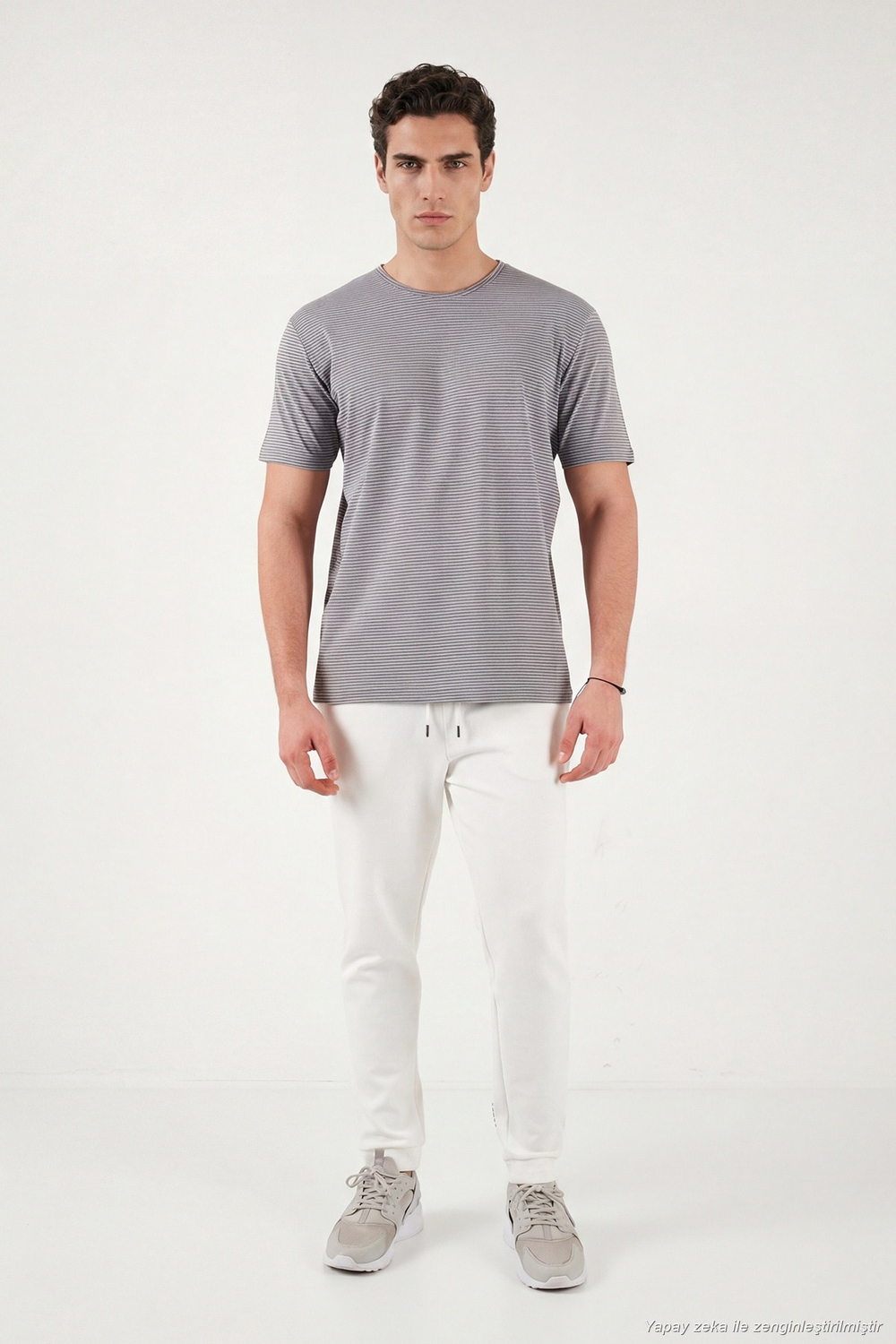 Pamuklu Regular Fit Çizgili Bisiklet Yaka Erkek T Shirt 5904030 AÇIK HAKİ