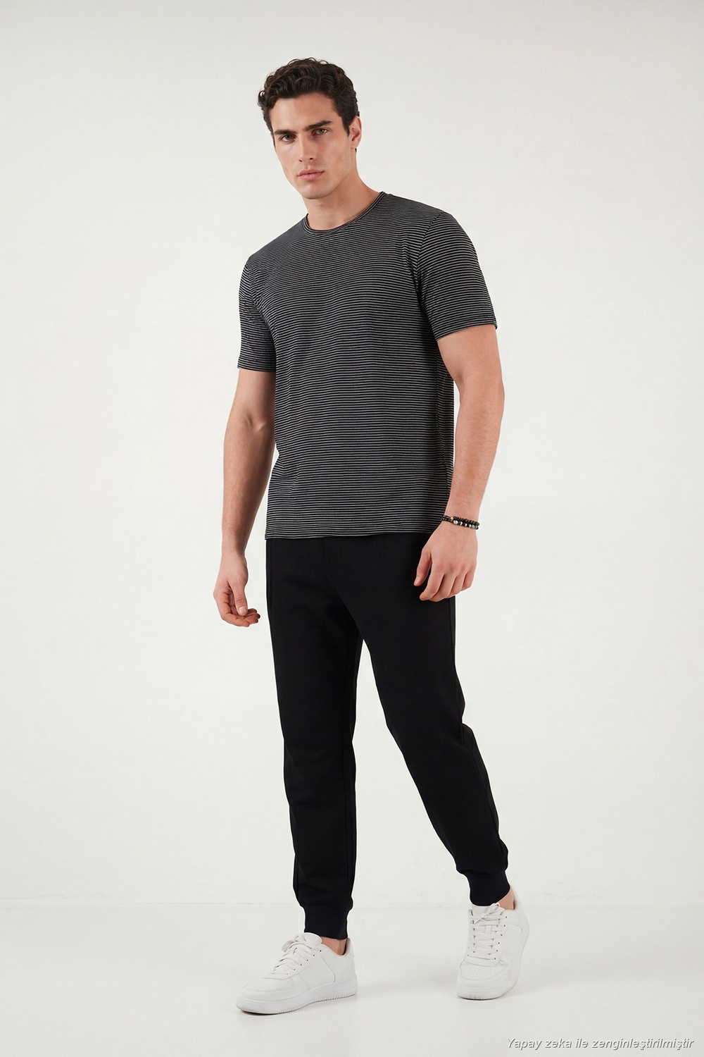 Pamuklu Regular Fit Çizgili Bisiklet Yaka Erkek T Shirt 5904030 SİYAH
