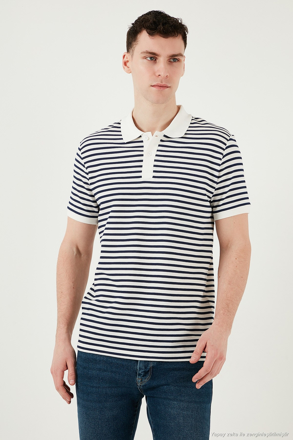 Pamuklu Regular Fit Çizgili Erkek Polo Yaka T Shirt 5903009 İNDİGO