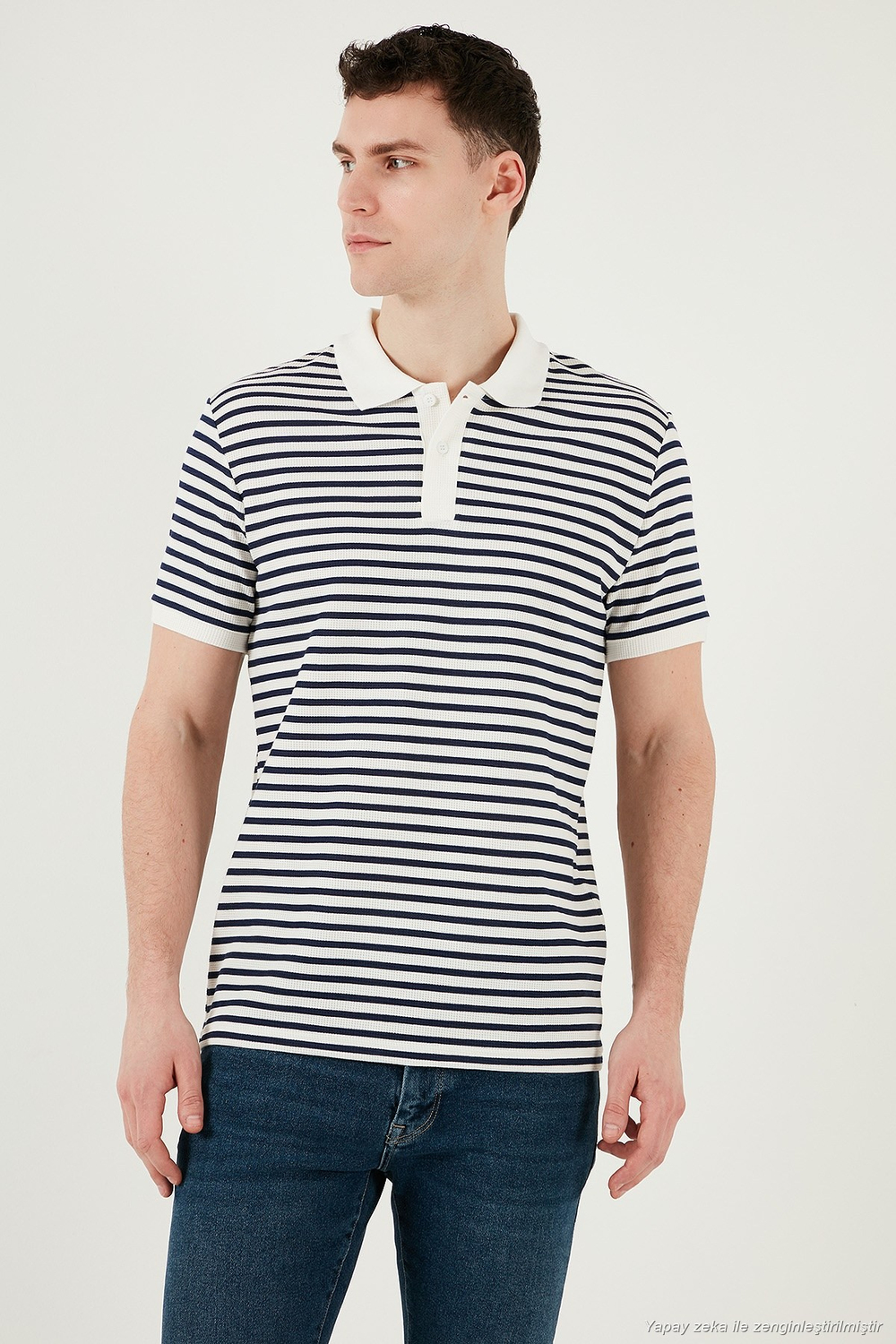 Pamuklu Regular Fit Çizgili Erkek Polo Yaka T Shirt 5903009 İNDİGO