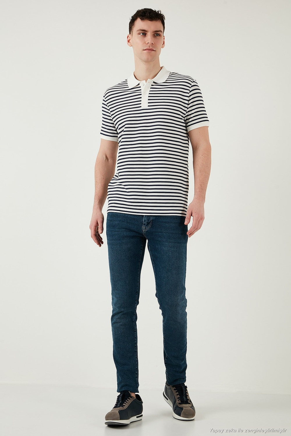 Pamuklu Regular Fit Çizgili Erkek Polo Yaka T Shirt 5903009 İNDİGO