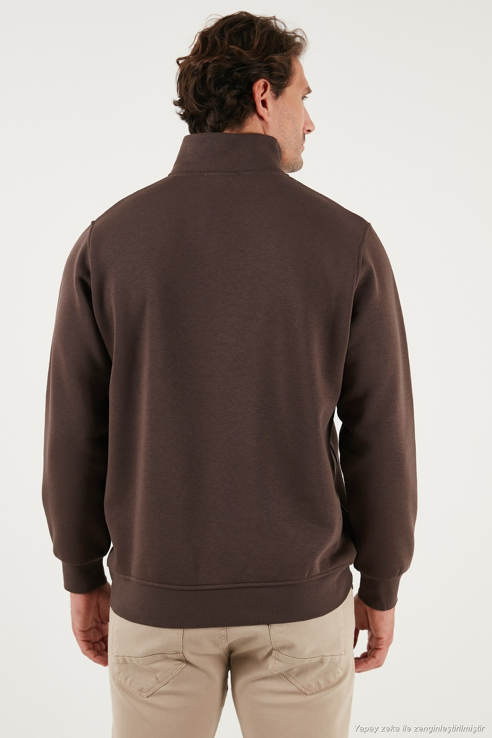 Pamuklu Regular Fit Dik Yaka Şardonlu 2li Paket Erkek Sweat 59052592S2 Koyu Kahve-Koyu Kahve