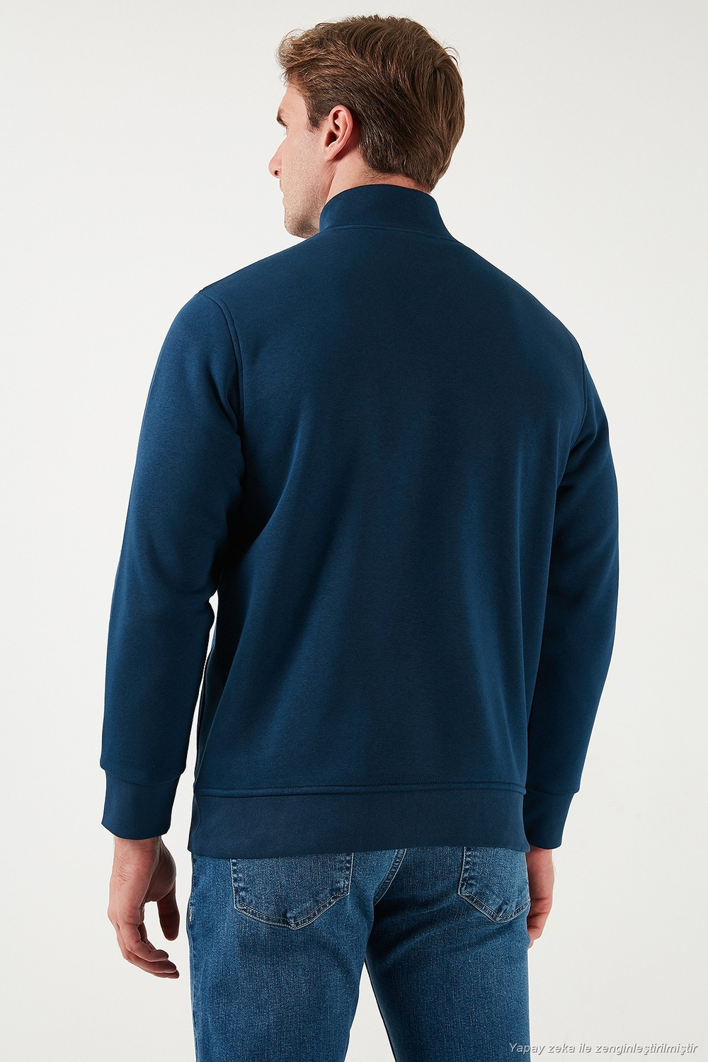 Pamuklu Regular Fit Dik Yaka Şardonlu 2li Paket Erkek Sweat 59052592S2 Koyu Lacivert-İndigo