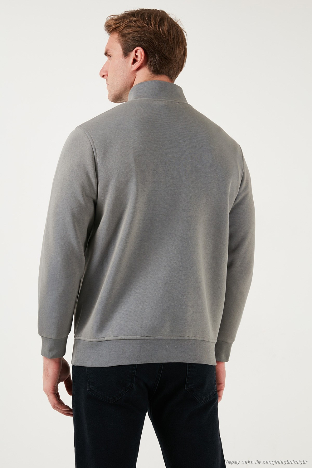 Pamuklu Regular Fit Dik Yaka Şardonlu 2li Paket Erkek Sweat 59052592S2 Açık Haki-Koyu Gri