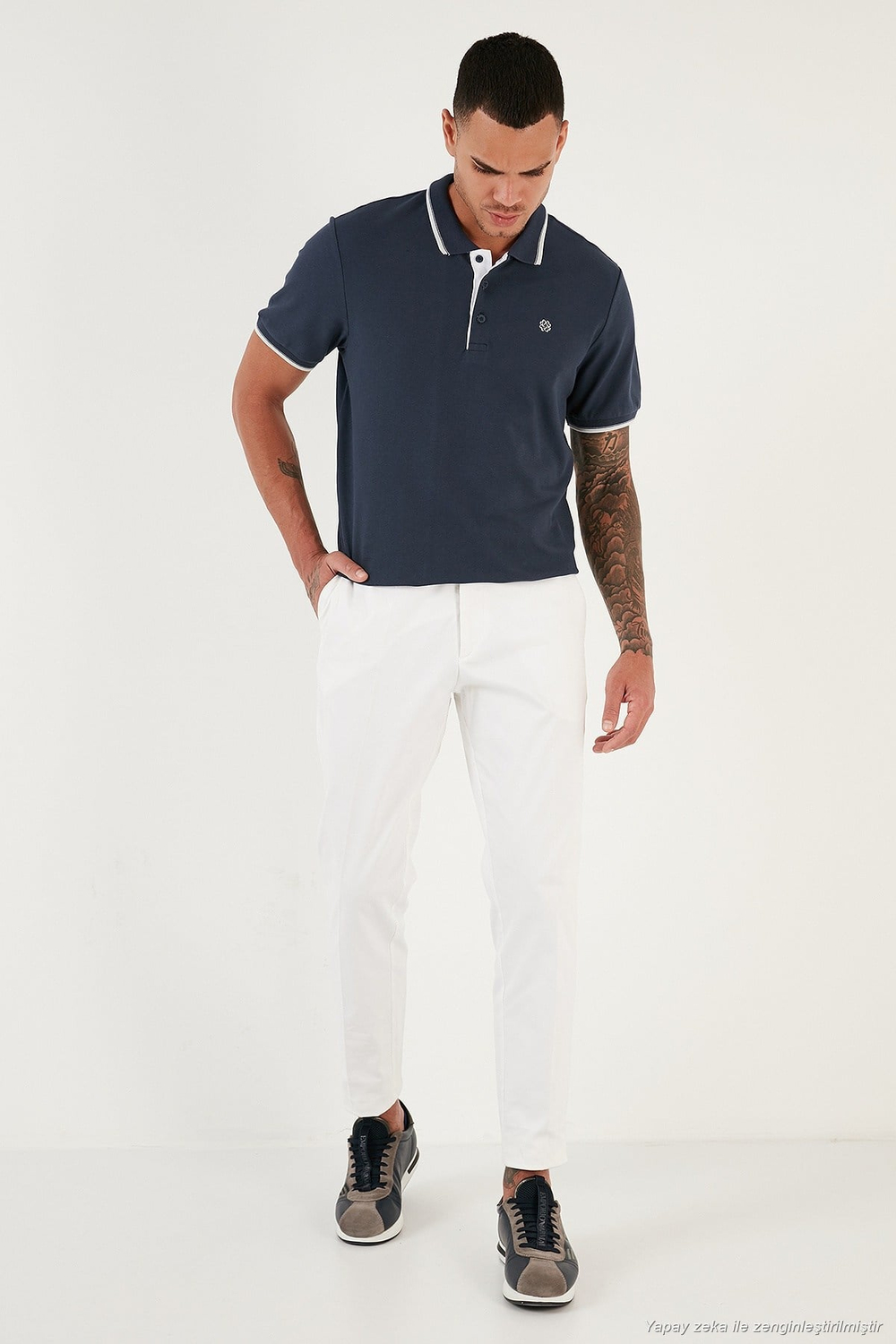 Pamuklu Regular Fit Düğmeli 2li Paket Erkek Polo Yaka T Shirt 5902118S2 LACİVERT-LACİVERT