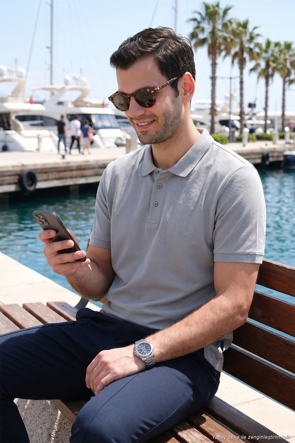 Pamuklu Regular Fit Düğmeli Erkek Polo Yaka T Shirt 5902127 Kül