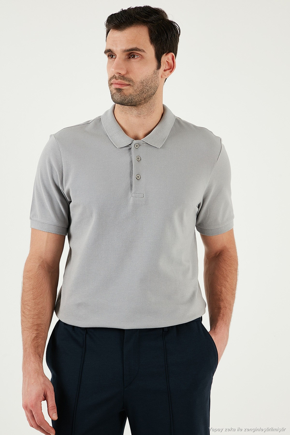 Pamuklu Regular Fit Düğmeli Erkek Polo Yaka T Shirt 5902127 Kül