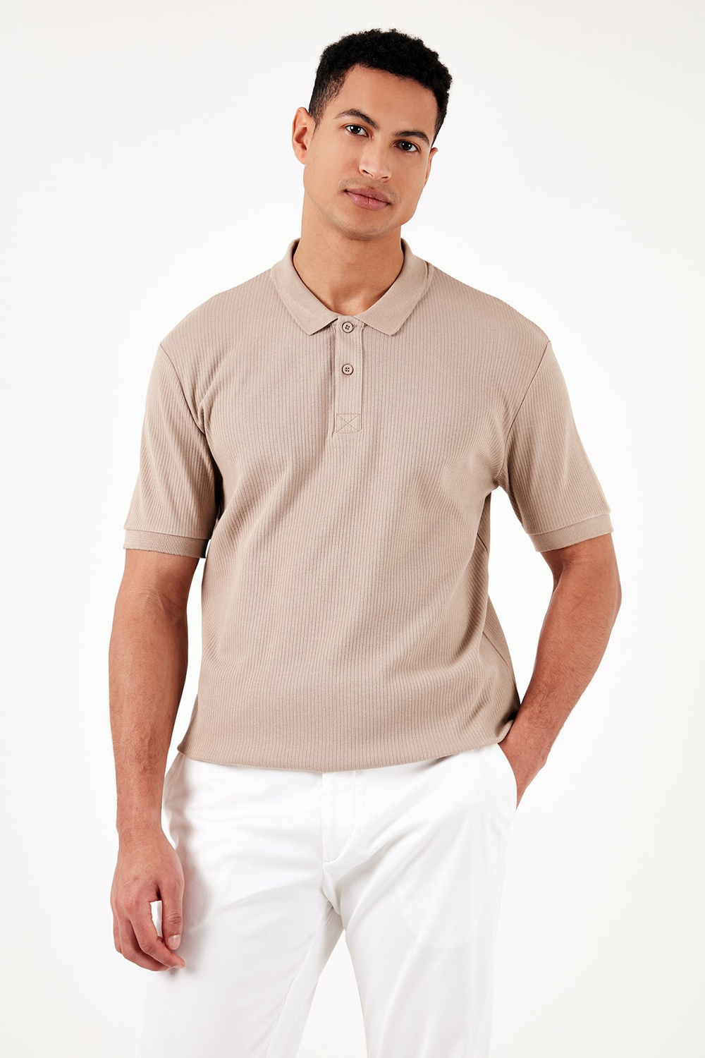 Pamuklu Regular Fit Düğmeli Erkek Polo Yaka T Shirt 5902281 VİZON