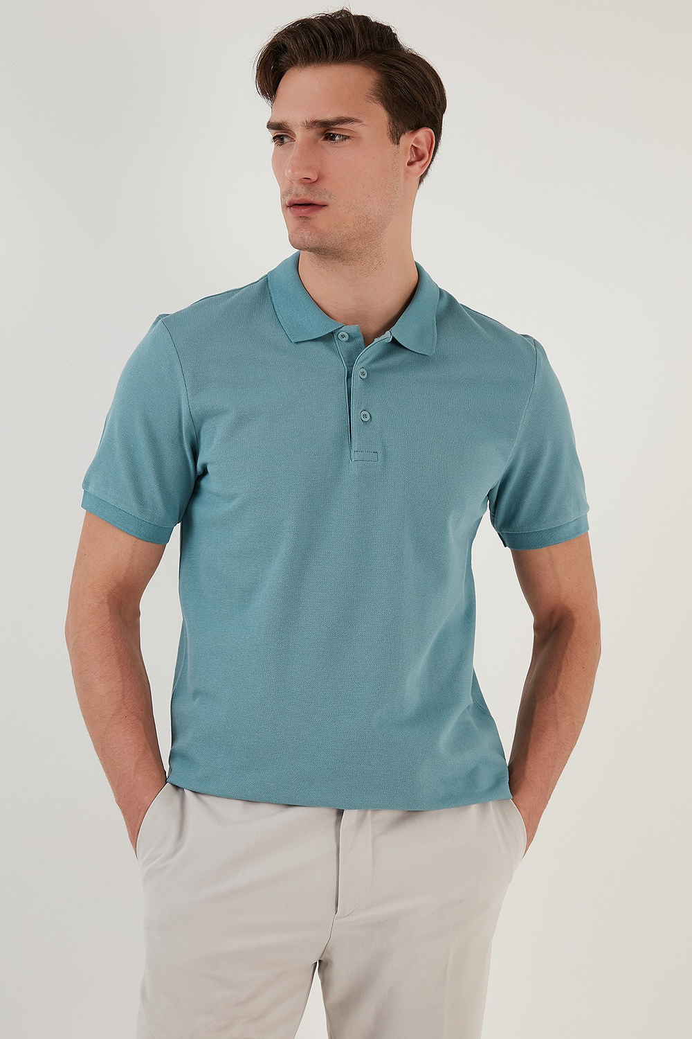 Pamuklu Regular Fit Düğmeli Erkek Polo Yaka T Shirt 5902127 MAVİ