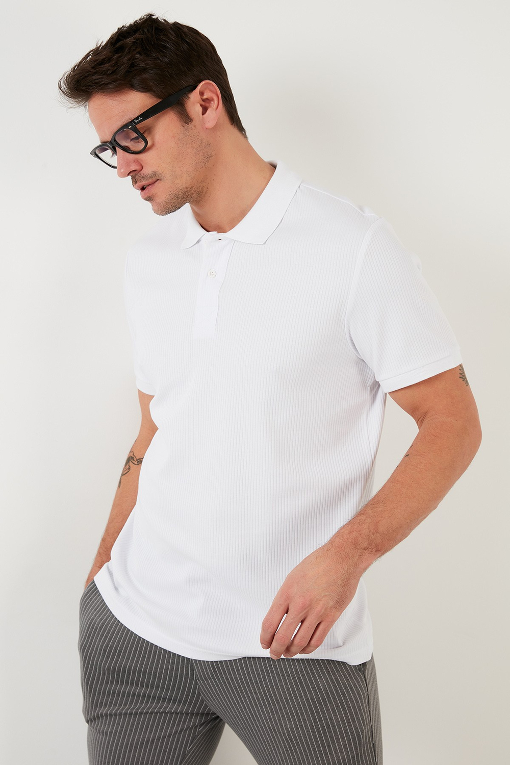 Pamuklu Regular Fit Düğmeli Erkek Polo Yaka T Shirt 5902281 BEYAZ