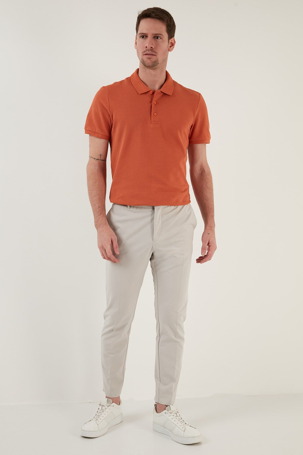 Pamuklu Regular Fit Düğmeli Erkek Polo Yaka T Shirt 5902127 Tarçın
