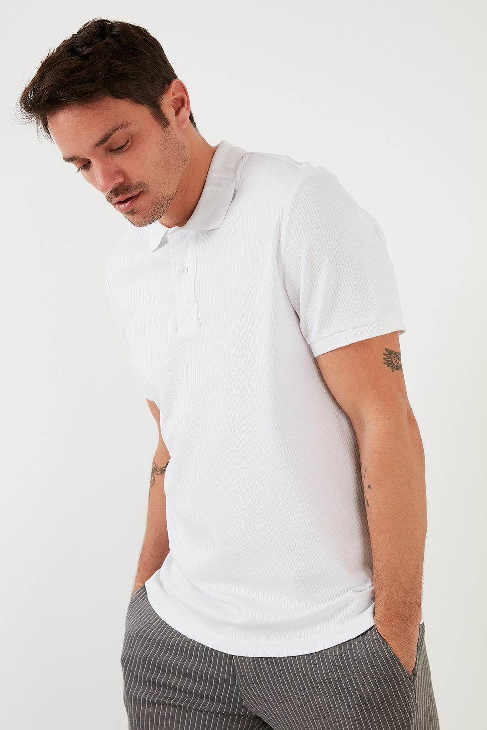 Pamuklu Regular Fit Düğmeli Erkek Polo Yaka T Shirt 5902281 BEYAZ