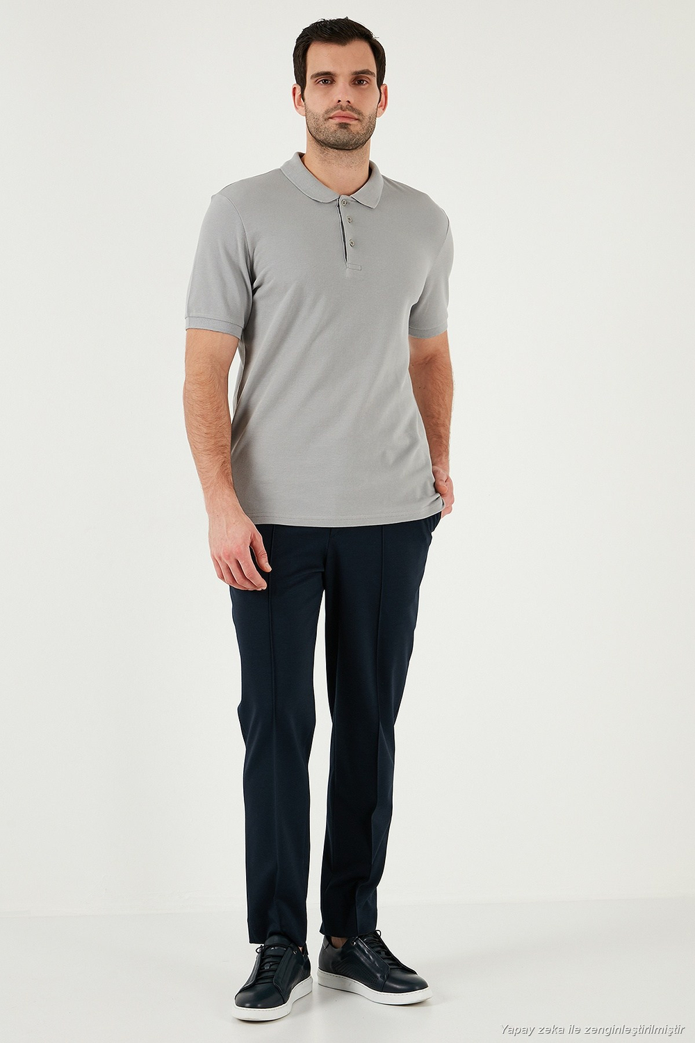 Pamuklu Regular Fit Düğmeli Erkek Polo Yaka T Shirt 5902127 Kül