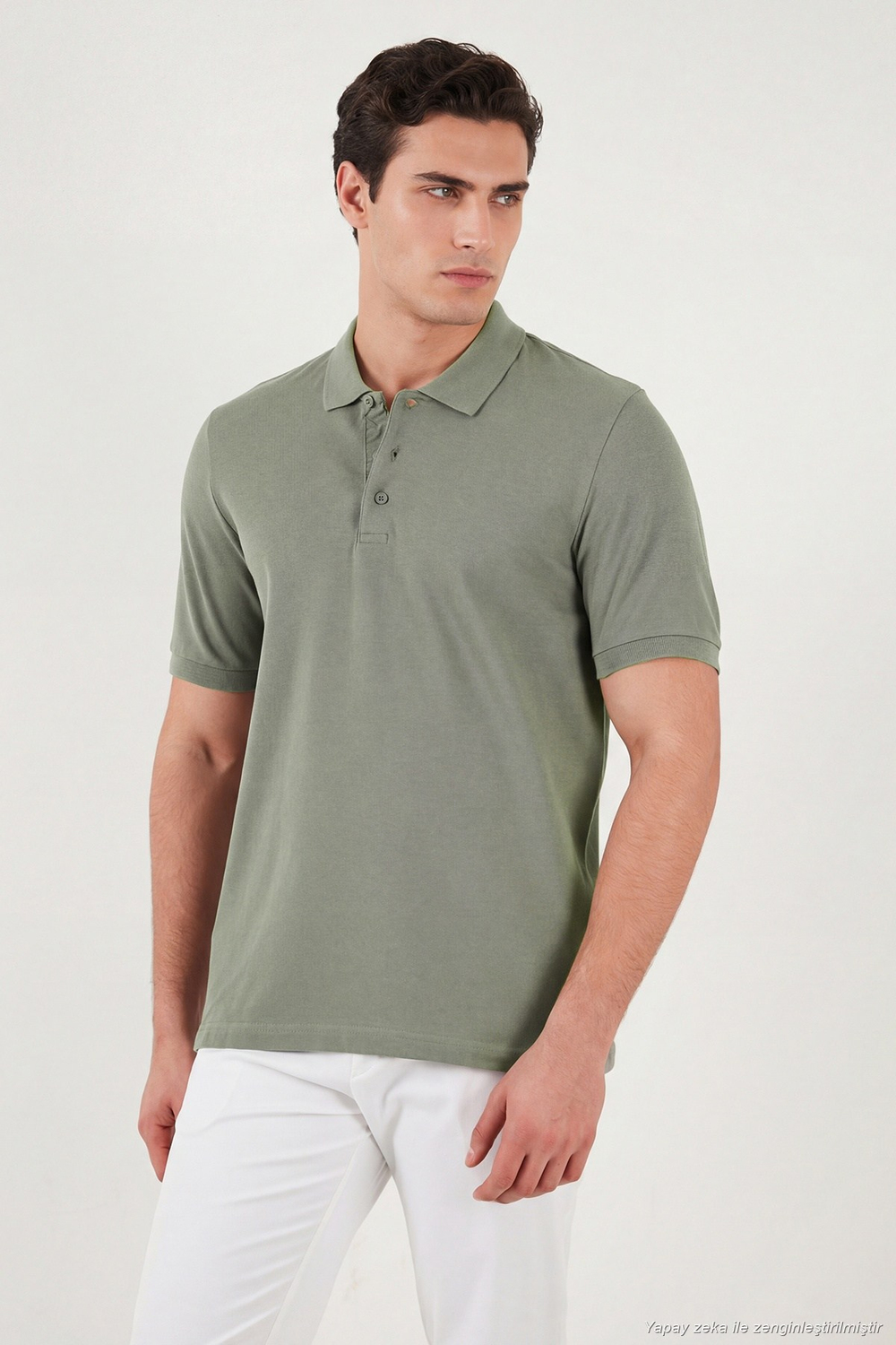 Pamuklu Regular Fit Düğmeli Erkek Polo Yaka T Shirt 5902127 AÇIK YEŞİL