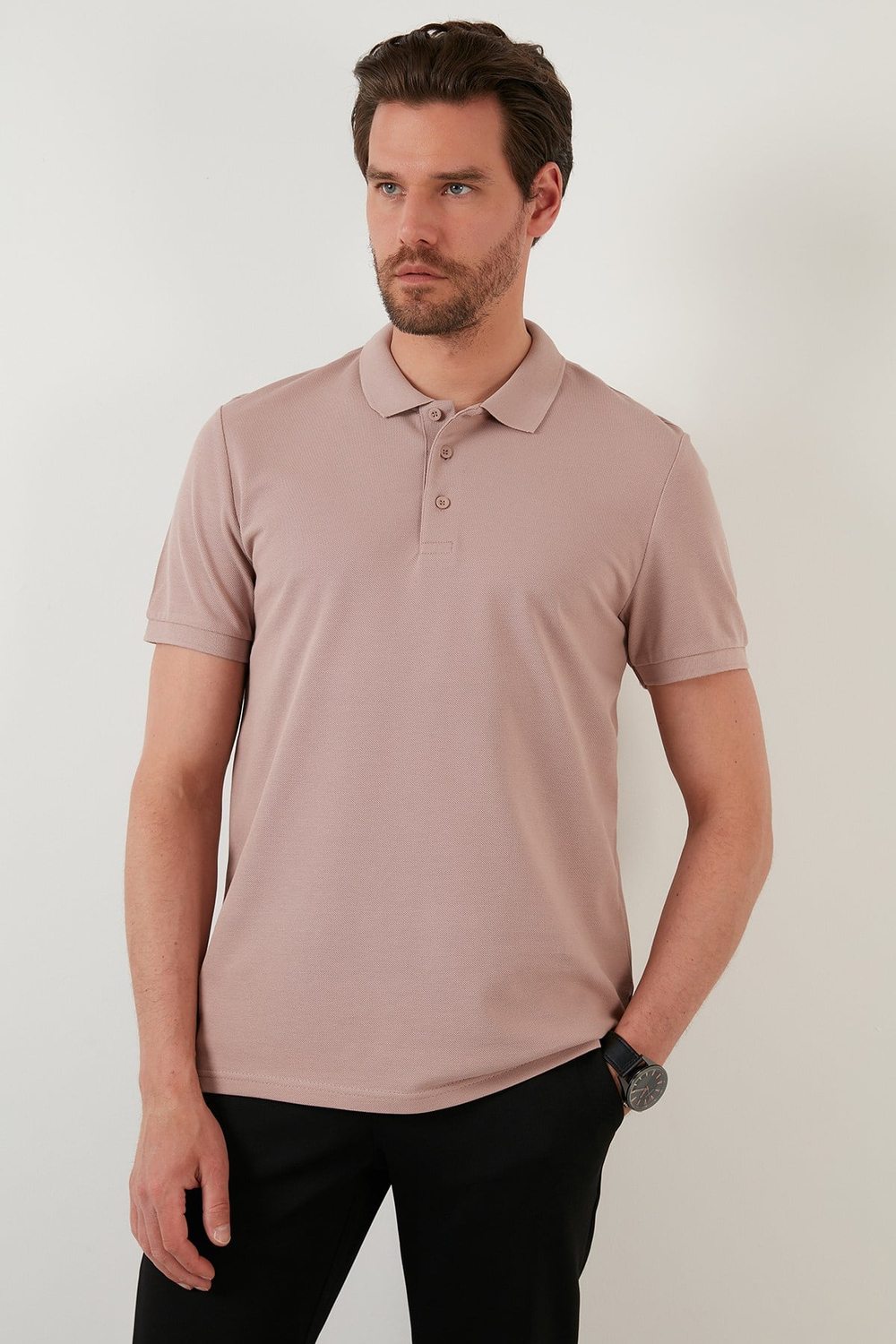 Pamuklu Regular Fit Düğmeli Erkek Polo Yaka T Shirt 5902127 KOYU BEJ