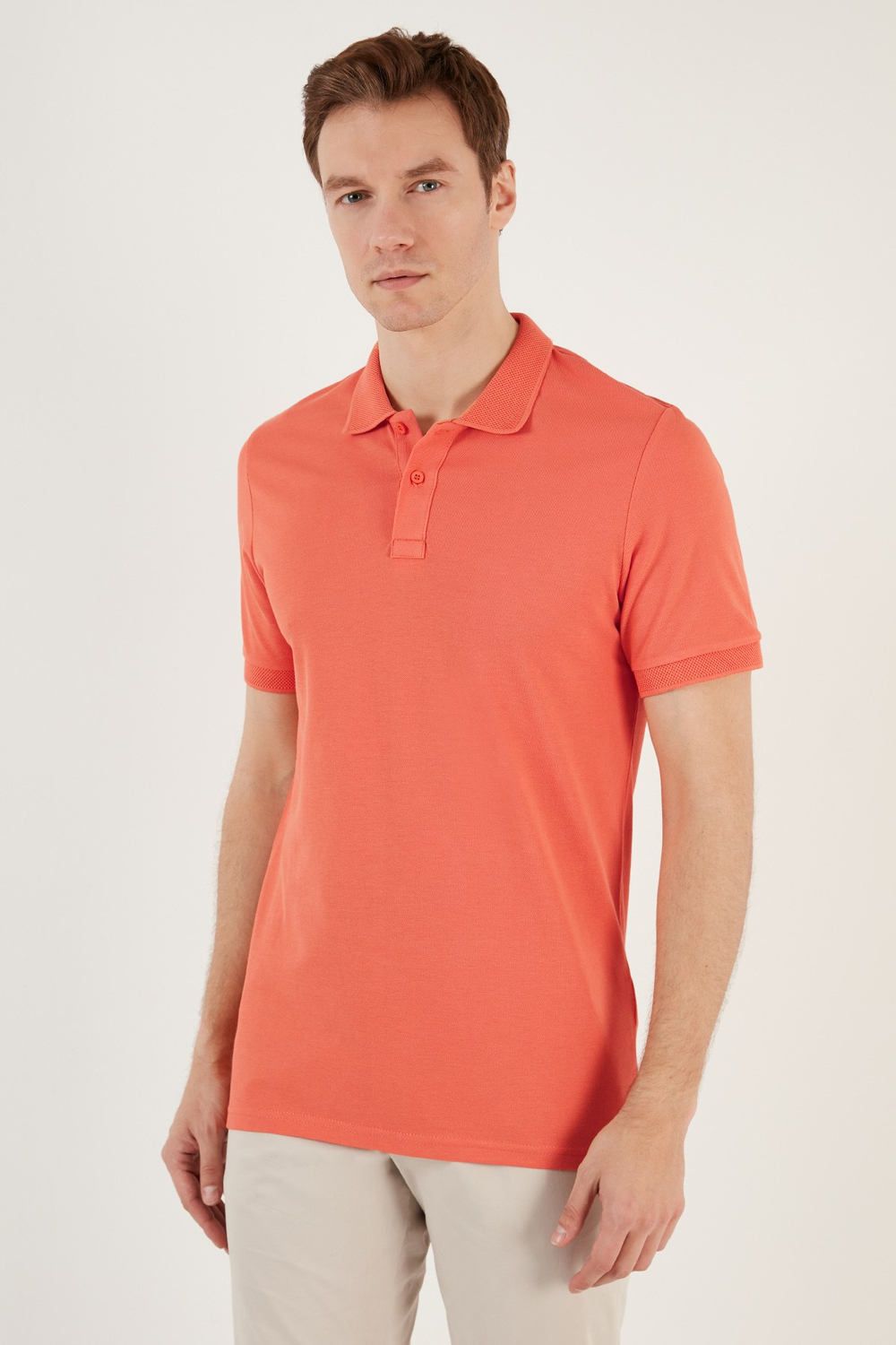 Pamuklu Regular Fit Düğmeli Erkek Polo Yaka T Shirt 5902739 TURUNCU