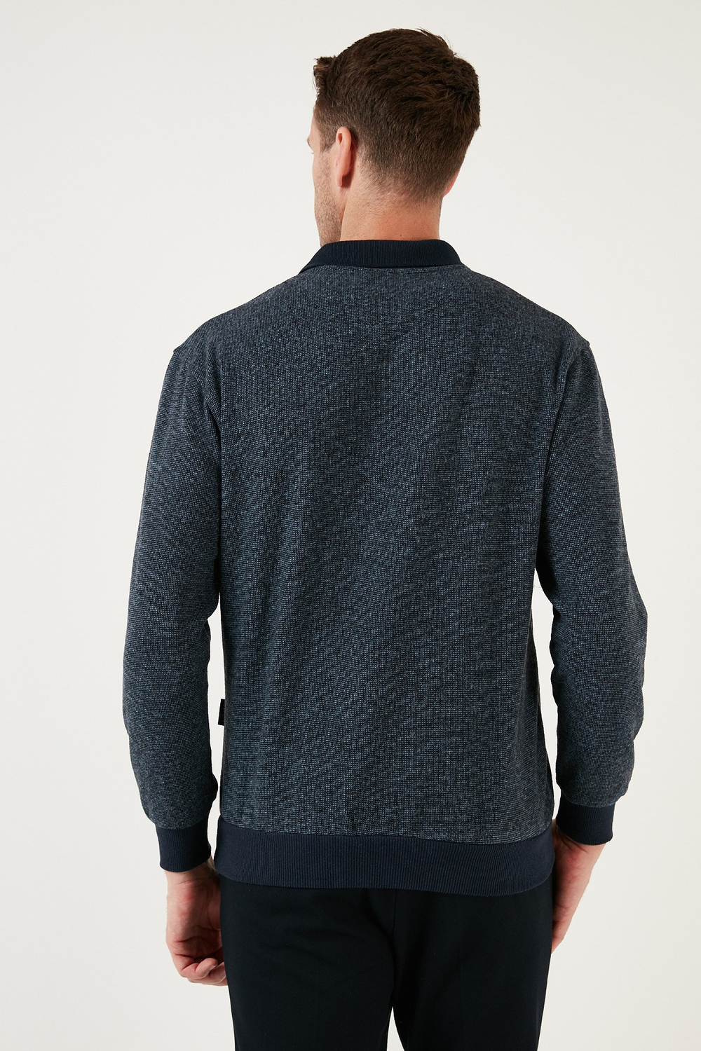 Pamuklu Regular Fit Düğmeli Polo Yaka Erkek Kazak 456211 LACİVERT