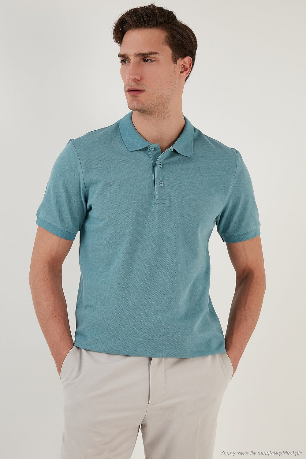 Pamuklu Regular Fit Düğmeli Polo Yaka 4lü Paket Erkek T Shirt 5902127S4 Antrasit-Mavi-Elma Yeşili-Kül
