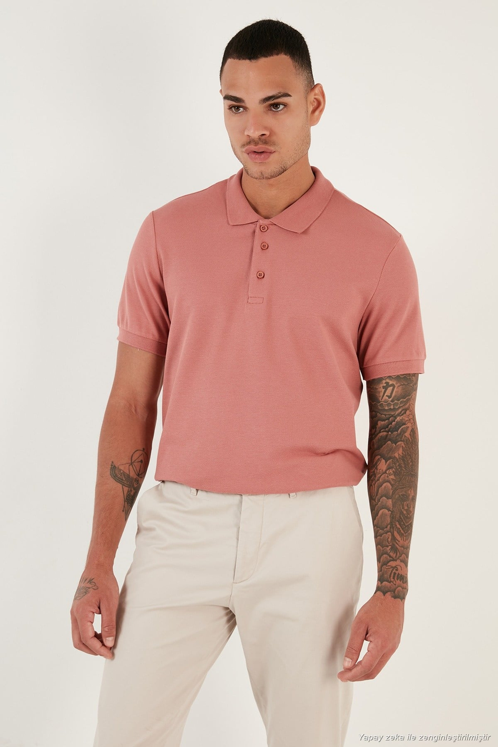 Pamuklu Regular Fit Düğmeli Polo Yaka 3lü Paket Erkek T Shirt 5902127S3 Siyah-Vişne-Gül
