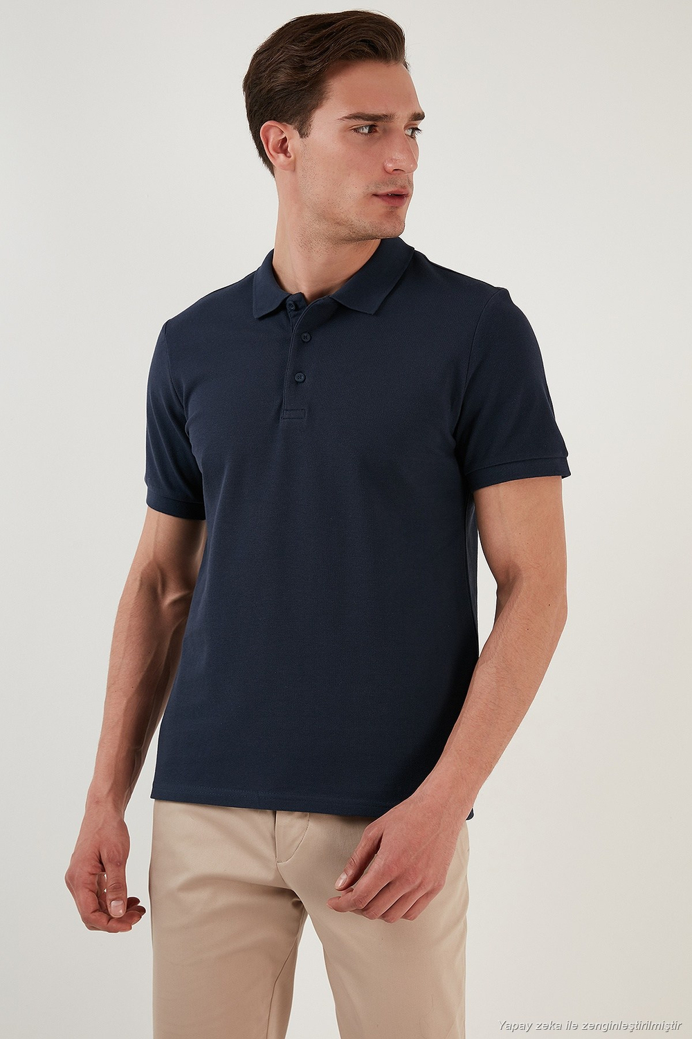 Pamuklu Regular Fit Düğmeli Polo Yaka 3lü Paket Erkek T Shirt 590211827S3 Gri Melanj-İndigo-Taş