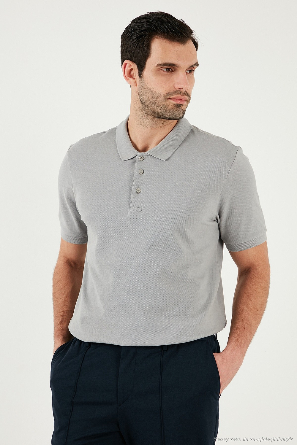 Pamuklu Regular Fit Düğmeli Polo Yaka 4lü Paket Erkek T Shirt 5902127S4 Antrasit-Mavi-Elma Yeşili-Kül