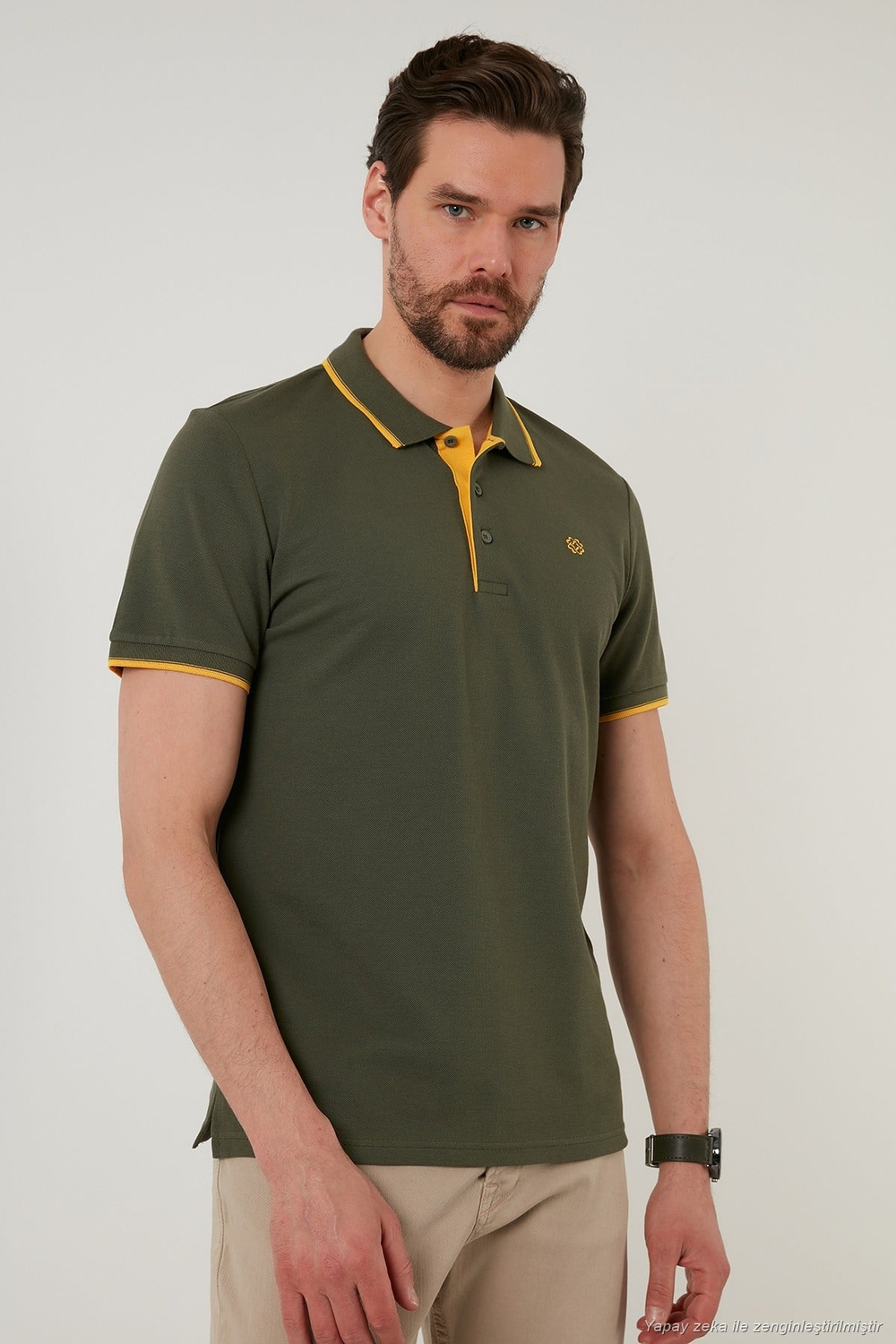 Pamuklu Regular Fit Düğmeli Polo Yaka 4lü Paket T Shirt Erkek Polo Yaka T Shirt 590211827S4 Siyah-Hakisarı-Taş-Gri Melanj